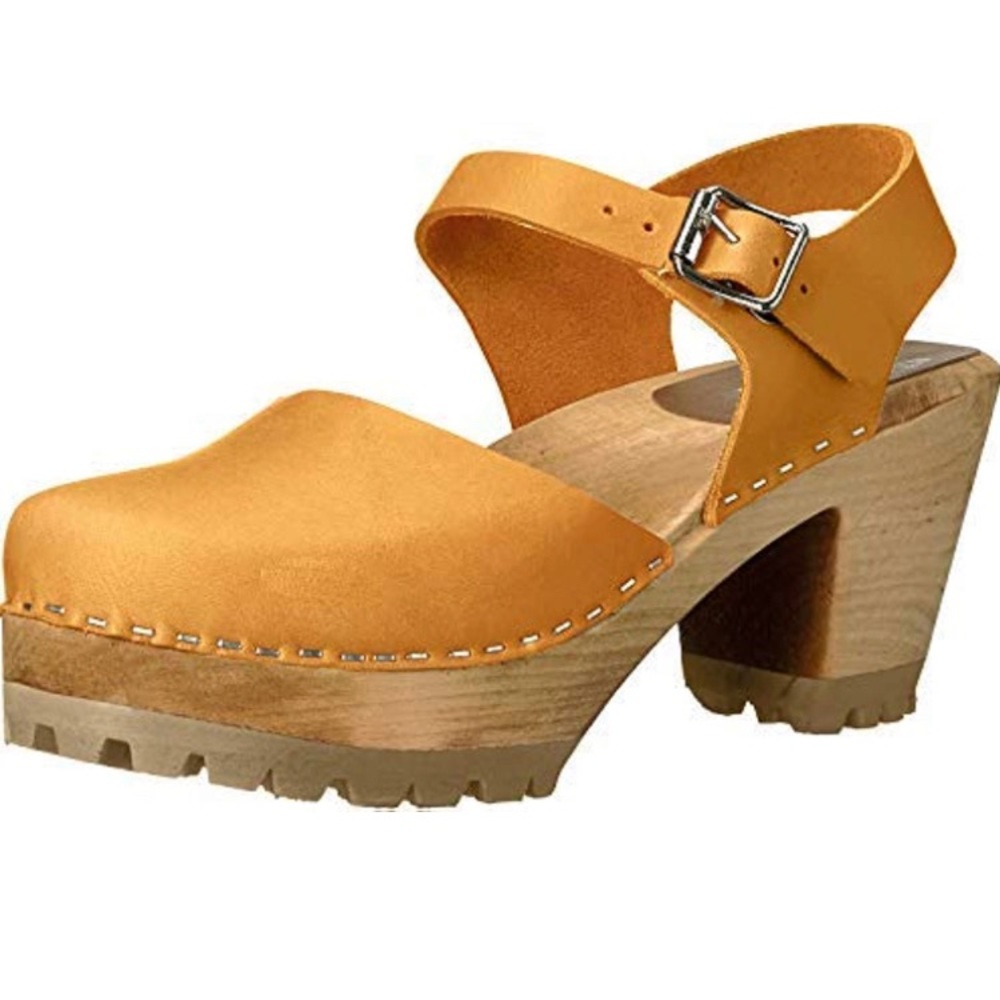 MIA Abba yellow suede clog - wooden sandal Size 40